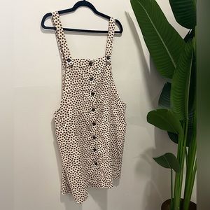 Tan and brown pinafore jumper dress with heart details corduroy